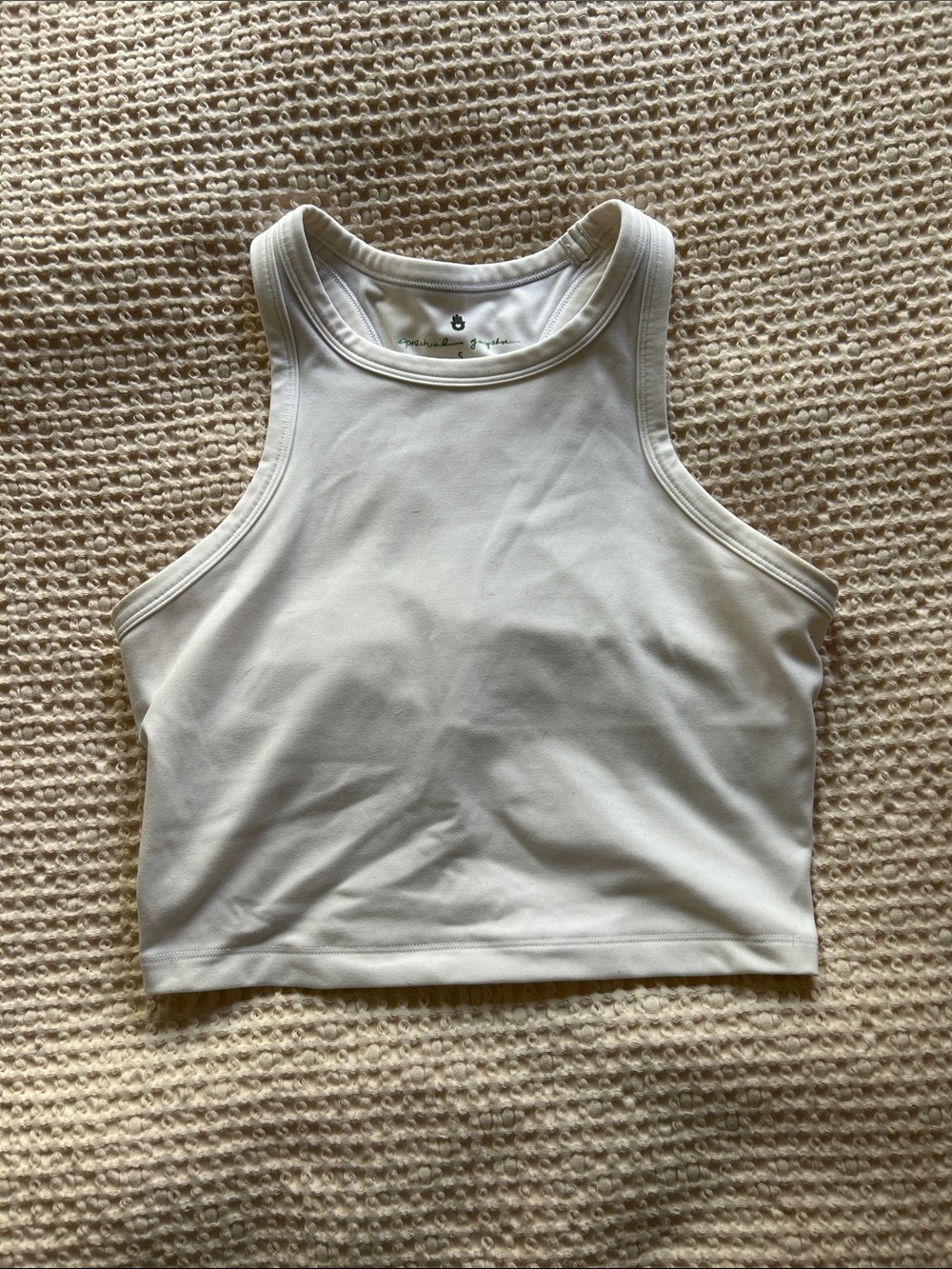 spiritual gangster white cropped tank sz S